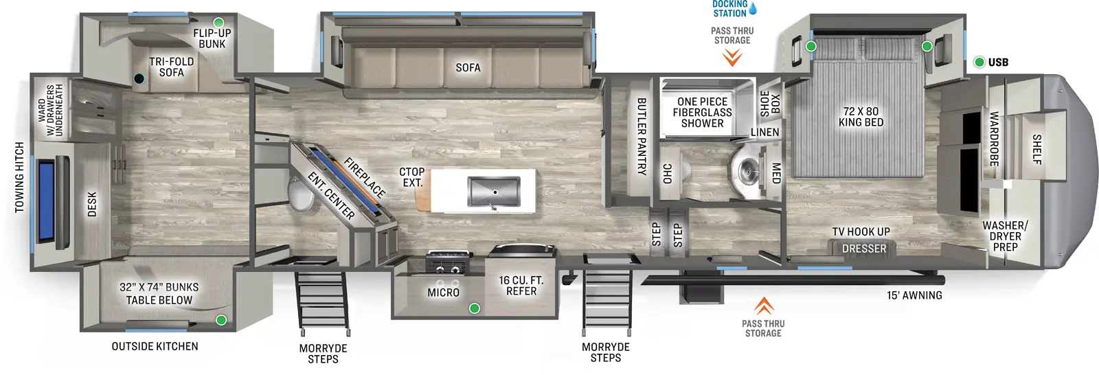 Sierra Fifth Wheels 3844QUAD Floorplan